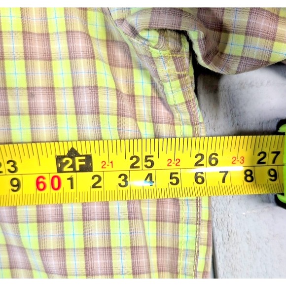 Cinch Dress Shirt Men's XXL Medium Lime Green Plaid Long Sleeve Western Cowboy - Picture 5 of 9